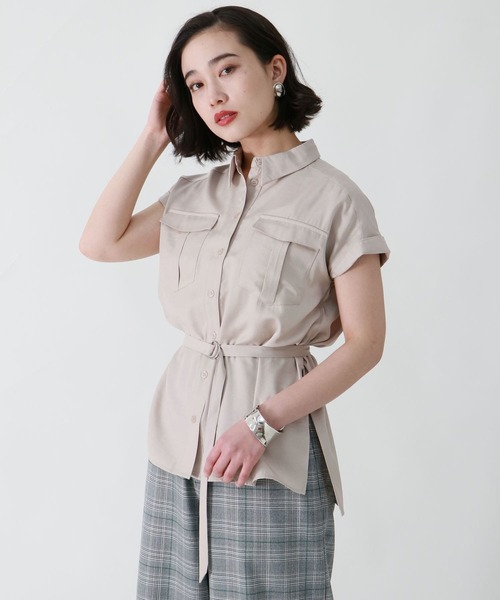 &g'aime（アンジェム）の「【&g'aime】サファリチュニックシャツ（シャツ/ブラウス・レディース・ベージュ/カーキ/オレンジ・FREE）」の6枚目の写真