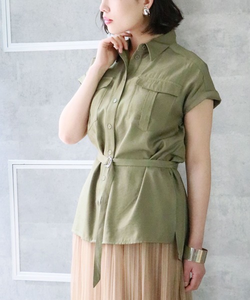 &g'aime（アンジェム）の「【&g'aime】サファリチュニックシャツ（シャツ/ブラウス・レディース・ベージュ/カーキ/オレンジ・FREE）」の8枚目の写真