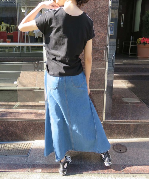 vingtrois（バントロア）の「【vingtrois】前リボン結びストライプカットソーブラウス（Tシャツ/カットソー・レディース・ホワイト×ブルー/ホワイト×ブラック/ブラック×ブラック/イエロー系その他・M）」の13枚目の写真