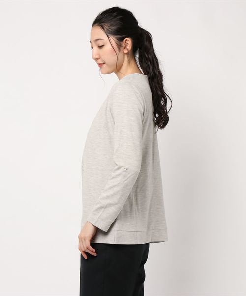 BELLUNA(ベルーナ)の「杢調素材ノーカラージャケット(ノーカラージャケット・レディース・チャコールグレー/ライトグレー/ブラック/ネイビー・MEDIUM/LARGE/X-LARGE)」の15枚目の写真