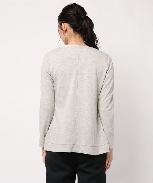 BELLUNA(ベルーナ)の「杢調素材ノーカラージャケット(ノーカラージャケット・レディース・チャコールグレー/ライトグレー/ブラック/ネイビー・MEDIUM/LARGE/X-LARGE)」の16枚目の写真