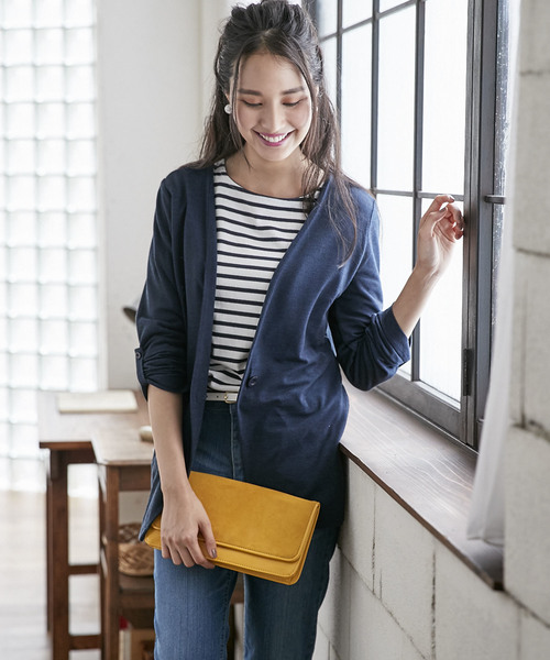 BELLUNA(ベルーナ)の「杢調素材ノーカラージャケット(ノーカラージャケット・レディース・チャコールグレー/ライトグレー/ブラック/ネイビー・MEDIUM/LARGE/X-LARGE)」の4枚目の写真