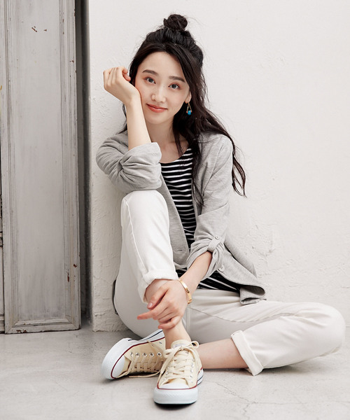 BELLUNA(ベルーナ)の「杢調素材ノーカラージャケット(ノーカラージャケット・レディース・チャコールグレー/ライトグレー/ブラック/ネイビー・MEDIUM/LARGE/X-LARGE)」の1枚目の写真