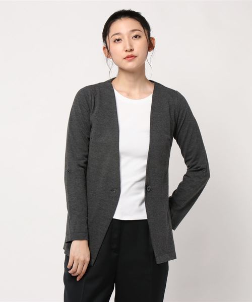 BELLUNA(ベルーナ)の「杢調素材ノーカラージャケット(ノーカラージャケット・レディース・チャコールグレー/ライトグレー/ブラック/ネイビー・MEDIUM/LARGE/X-LARGE)」の18枚目の写真