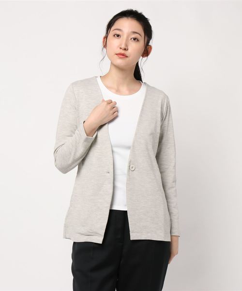 BELLUNA(ベルーナ)の「杢調素材ノーカラージャケット(ノーカラージャケット・レディース・チャコールグレー/ライトグレー/ブラック/ネイビー・MEDIUM/LARGE/X-LARGE)」の19枚目の写真