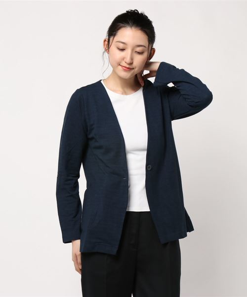 BELLUNA(ベルーナ)の「杢調素材ノーカラージャケット(ノーカラージャケット・レディース・チャコールグレー/ライトグレー/ブラック/ネイビー・MEDIUM/LARGE/X-LARGE)」の20枚目の写真