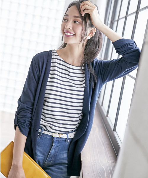 BELLUNA(ベルーナ)の「杢調素材ノーカラージャケット(ノーカラージャケット・レディース・チャコールグレー/ライトグレー/ブラック/ネイビー・MEDIUM/LARGE/X-LARGE)」の13枚目の写真