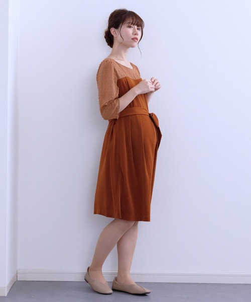 ドビーシフォンコンビワンピ マタニティウェア グッズ ベビー Sweetmommy スウィートマミー のファッション Www