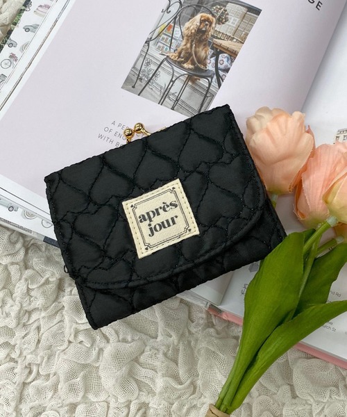 apres jour（アプレジュール）の「ハートキルティングがまぐちウォレット【ZOZOTOWN限定アイテム】（財布・レディース・ブラック/アイボリー/モカ・ﾌﾘ-）」の2枚目の写真