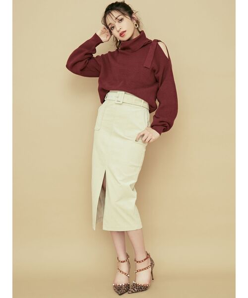 RESEXXY（リゼクシー）の「ショルダーカットニットトップス（ニット/セーター・レディース・ブラック/モカ/ワイン・FREE）」の8枚目の写真