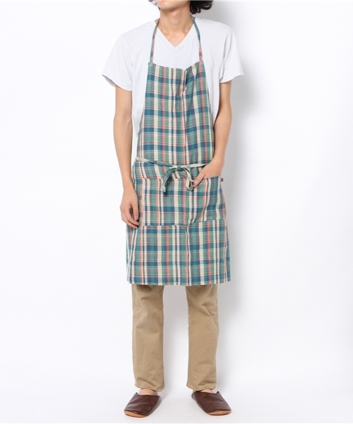 GEORGE'S（ジョージズ）の「Dil se handloom サロンエプロン（キッチンツール・グリーン/ネイビー・FREE）」の4枚目の写真