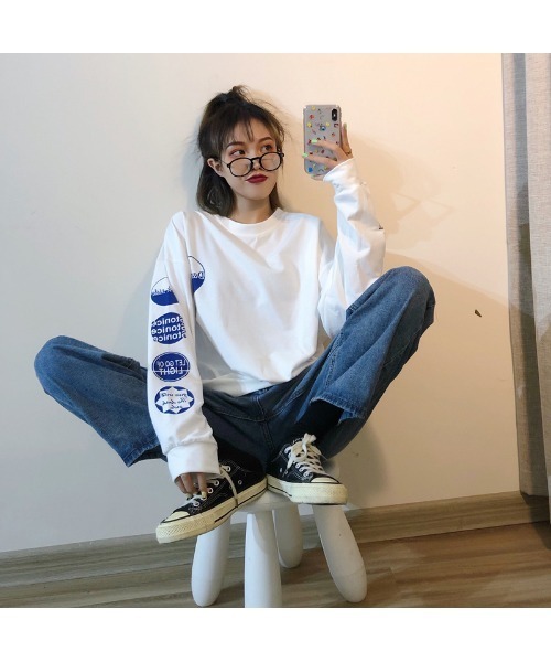 D SQUARED2 クルーネック Tシャツ ロンT 長袖 袖プリント DSQUARED2 (ディースクエアード) ロゴプリント クルーネック