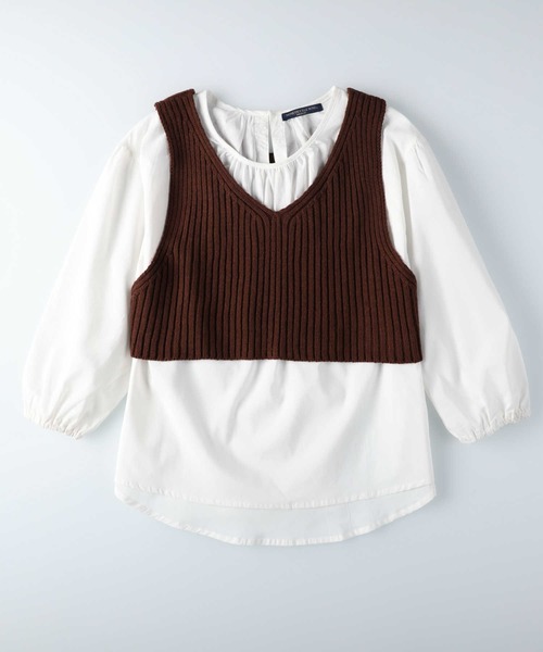 HONEYSUCKLE ROSE（ハニーサックルローズ）の「【HONEYSUCKLE ROSE】ニットビスチェレイヤード（アンサンブル・レディース・ベージュ/ブラウン/オフホワイト/ライム・M/L）」の12枚目の写真