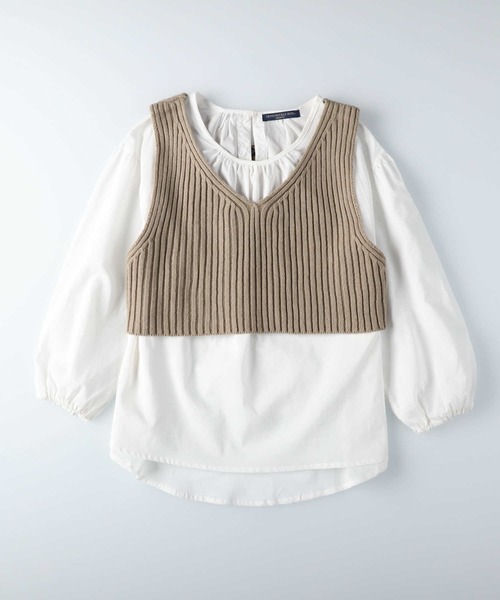 HONEYSUCKLE ROSE（ハニーサックルローズ）の「【HONEYSUCKLE ROSE】ニットビスチェレイヤード（アンサンブル・レディース・ベージュ/ブラウン/オフホワイト/ライム・M/L）」の11枚目の写真