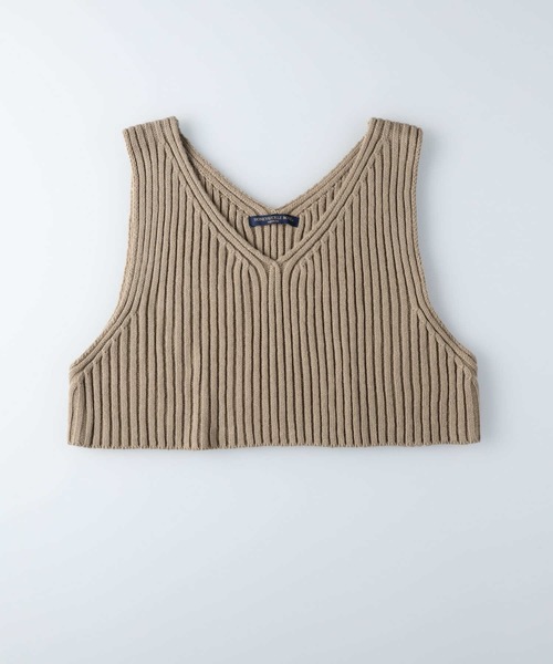 HONEYSUCKLE ROSE（ハニーサックルローズ）の「【HONEYSUCKLE ROSE】ニットビスチェレイヤード（アンサンブル・レディース・ベージュ/ブラウン/オフホワイト/ライム・M/L）」の9枚目の写真