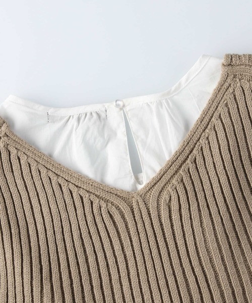 HONEYSUCKLE ROSE（ハニーサックルローズ）の「【HONEYSUCKLE ROSE】ニットビスチェレイヤード（アンサンブル・レディース・ベージュ/ブラウン/オフホワイト/ライム・M/L）」の15枚目の写真