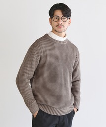 アンチピリング ワッフル編み クルーネック アクリル ニット セーター