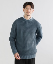 アンチピリング ワッフル編み クルーネック アクリル ニット セーター