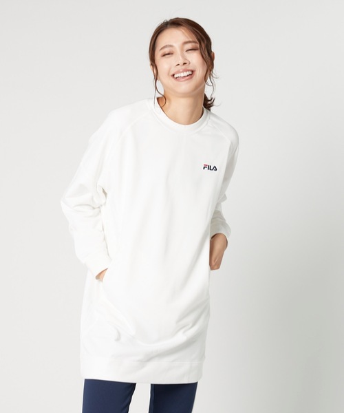 セール Fila レディーススウェットチュニック ロゴ スウェットワンピース ワンマイルウェア ルームウェア スウェット Fila フィラ のファッション通販 Zozotown