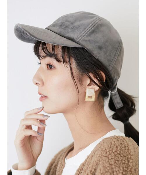 Green　Parks（グリーンパークス）の「・フェイクスエードキャップ＊（キャップ・レディース・チャコールグレー/ライトグレー/ブラウン/ピンク・FREE）」の6枚目の写真