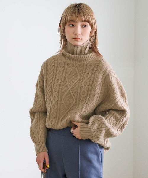 select MOCA ニットコート セール】クルーネック透かし編みメッシュニットトップス（ニット