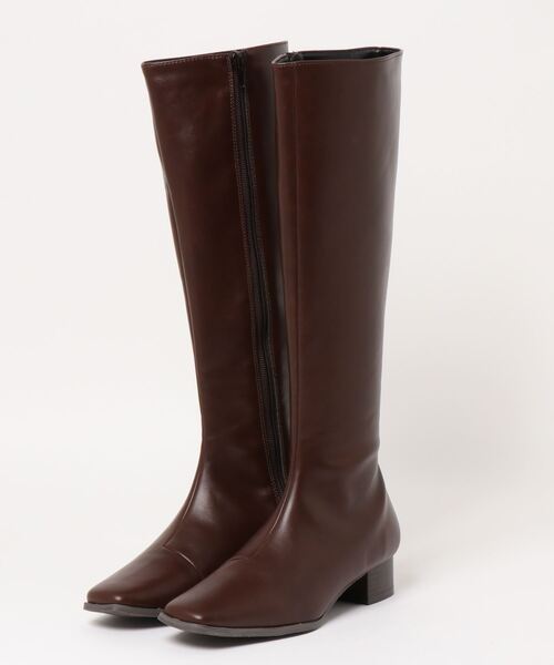 KOBE LETTUCE（コウベレタス）の「スクエアトゥスリムシルエットロングブーツ（ブーツ・レディース・ブラック/ダークブラウン/ブラック系その他/アイボリー・LL/S/M/L）」の13枚目の写真