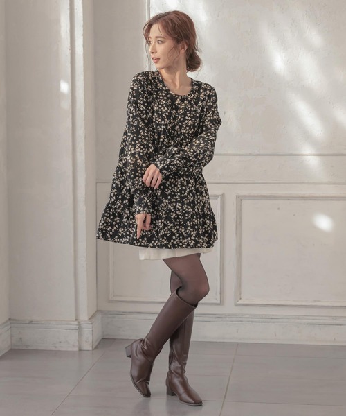 KOBE LETTUCE（コウベレタス）の「スクエアトゥスリムシルエットロングブーツ（ブーツ・レディース・ブラック/ダークブラウン/ブラック系その他/アイボリー・LL/S/M/L）」の17枚目の写真