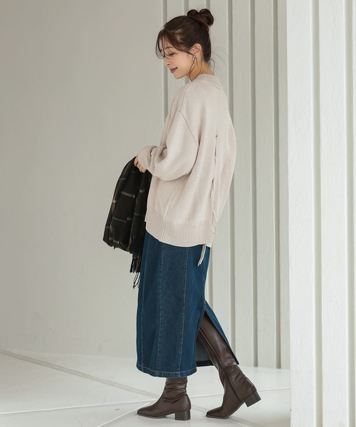 KOBE LETTUCE（コウベレタス）の「スクエアトゥスリムシルエットロングブーツ（ブーツ・レディース・ブラック/ダークブラウン/ブラック系その他/アイボリー・LL/S/M/L）」の6枚目の写真