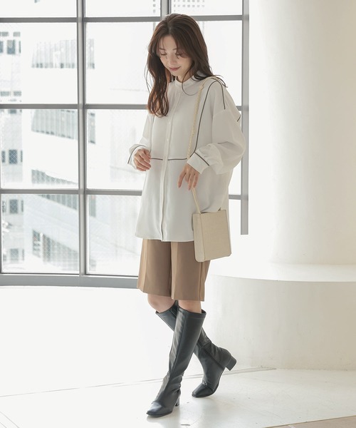 KOBE LETTUCE（コウベレタス）の「スクエアトゥスリムシルエットロングブーツ（ブーツ・レディース・ブラック/ダークブラウン/ブラック系その他/アイボリー・LL/S/M/L）」の9枚目の写真