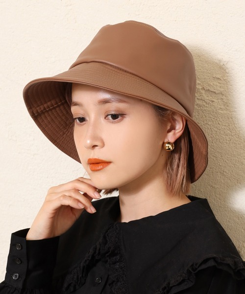 one after another NICE CLAUP（ワンアフターアナザーナイスクラップ）の「レザーバケットハット（ハット・レディース・アイボリー/ブラック/ブラウン・FREE）」の12枚目の写真