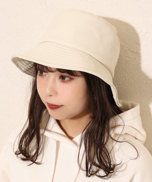 one after another NICE CLAUP（ワンアフターアナザーナイスクラップ）の「レザーバケットハット（ハット・レディース・アイボリー/ブラック/ブラウン・FREE）」の10枚目の写真