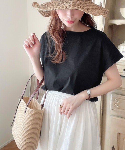 classicalelf（クラシカルエルフ）の「さらり滑らか。綿100％、シンプルフレンチシルケットトップス（Tシャツ/カットソー・レディース・ブラウン/グリーン/ブラック/ホワイト/ライトベージュ/グレイッシュベージュ/グレー系その他/グリーン系その他/ネイビー・MEDIUM/LARGE/X-LARGE/XX-LARGE/SMALL）」の17枚目の写真