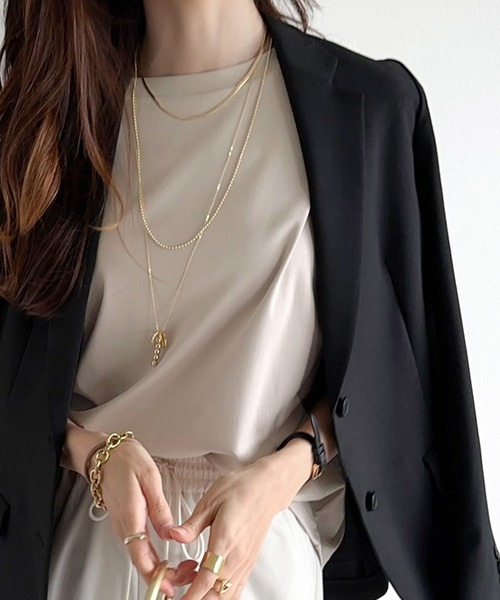 classicalelf（クラシカルエルフ）の「さらり滑らか。綿100％、シンプルフレンチシルケットトップス（Tシャツ/カットソー・レディース・ブラウン/グリーン/ブラック/ホワイト/ライトベージュ/グレイッシュベージュ/グレー系その他/グリーン系その他/ネイビー・MEDIUM/LARGE/X-LARGE/XX-LARGE/SMALL）」の19枚目の写真