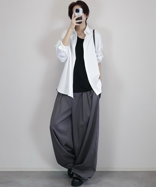 Loose/ルース（ルース）の「ベーシック ワイドルーズシャツ（シャツ/ブラウス・メンズ・ライトグレー/オフホワイト/ダークブルー/パープル/グリーン/チャコールグレー/バーガンディー/ブルー/ナチュラル/ホワイト系/ブルーグレー/ブラック系その他/グレー系その他/ブラック/グレー系/ホワイト/ピンク系1/ネイビー系1/ホワイト系1/グレー系1/ブラック系1・S/M/L/XS）」の22枚目の写真