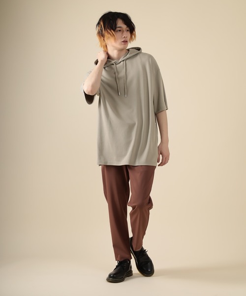 SlashDate（スラッシュデイト）の「オーバーサイズ サイドジップ  Tシャツパーカー（Tシャツ/カットソー・メンズ・ホワイト/ブラック/グレー・M/L）」の6枚目の写真