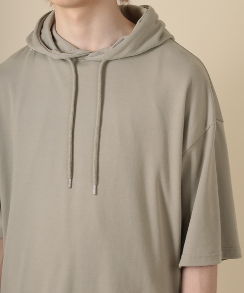 SlashDate（スラッシュデイト）の「オーバーサイズ サイドジップ  Tシャツパーカー（Tシャツ/カットソー・メンズ・ホワイト/ブラック/グレー・M/L）」の14枚目の写真