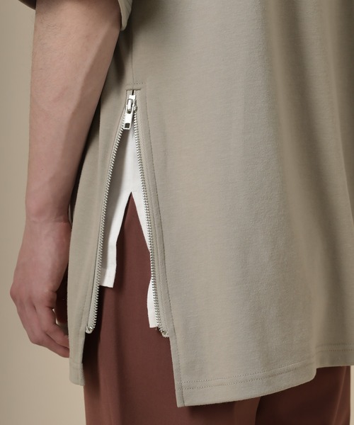 SlashDate（スラッシュデイト）の「オーバーサイズ サイドジップ  Tシャツパーカー（Tシャツ/カットソー・メンズ・ホワイト/ブラック/グレー・M/L）」の13枚目の写真
