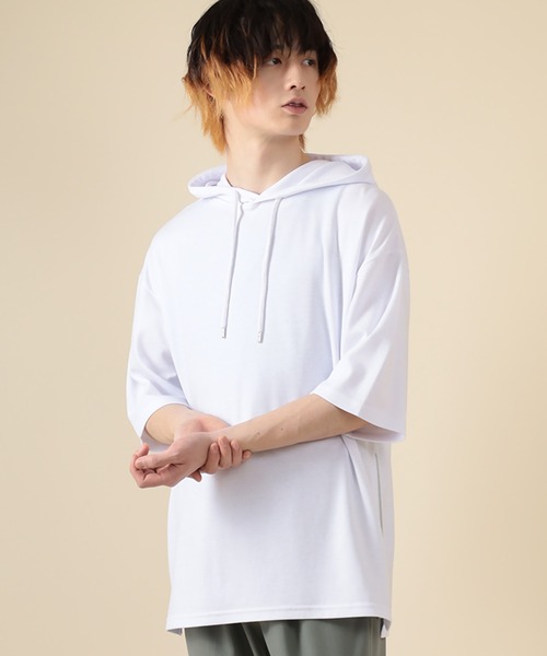 SlashDate（スラッシュデイト）の「オーバーサイズ サイドジップ  Tシャツパーカー（Tシャツ/カットソー・メンズ・ホワイト/ブラック/グレー・M/L）」の16枚目の写真