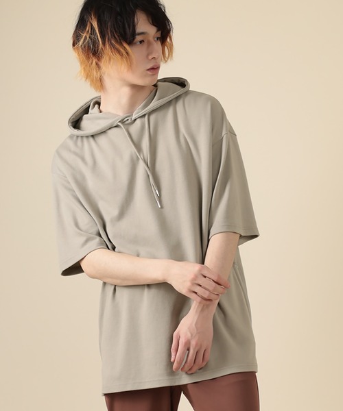 SlashDate（スラッシュデイト）の「オーバーサイズ サイドジップ  Tシャツパーカー（Tシャツ/カットソー・メンズ・ホワイト/ブラック/グレー・M/L）」の18枚目の写真