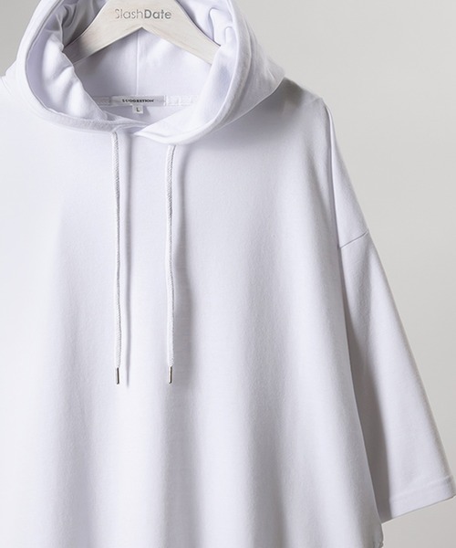 SlashDate（スラッシュデイト）の「オーバーサイズ サイドジップ  Tシャツパーカー（Tシャツ/カットソー・メンズ・ホワイト/ブラック/グレー・M/L）」の19枚目の写真