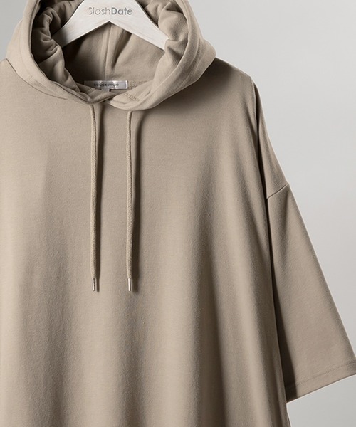 SlashDate（スラッシュデイト）の「オーバーサイズ サイドジップ  Tシャツパーカー（Tシャツ/カットソー・メンズ・ホワイト/ブラック/グレー・M/L）」の21枚目の写真