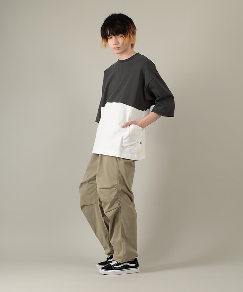 SlashDate(スラッシュデイト)の「サイドポケットワイド半袖Tシャツ(Tシャツ/カットソー・メンズ・ブラック/カーキ/ピンク・M/L)」の5枚目の写真