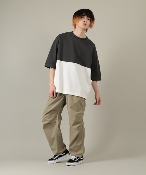 SlashDate(スラッシュデイト)の「サイドポケットワイド半袖Tシャツ(Tシャツ/カットソー・メンズ・ブラック/カーキ/ピンク・M/L)」の4枚目の写真