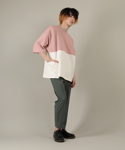 SlashDate(スラッシュデイト)の「サイドポケットワイド半袖Tシャツ(Tシャツ/カットソー・メンズ・ブラック/カーキ/ピンク・M/L)」の12枚目の写真