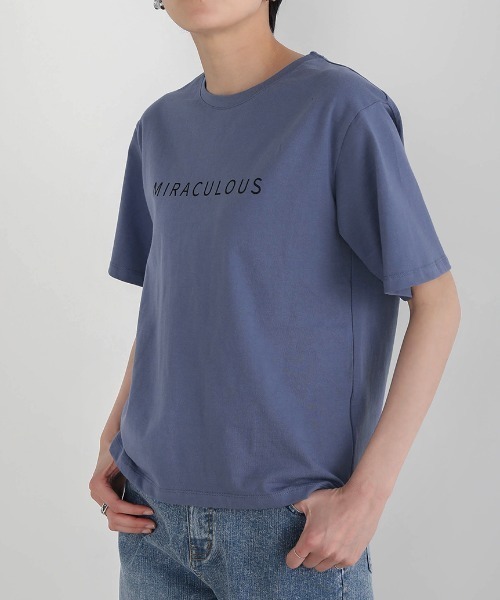 Bou Jeloud(ブージュルード)の「コットンロゴTシャツ(Tシャツ/カットソー・レディース・ブラック/オフホワイト/ピンク/ブルー・FREE)」の3枚目の写真