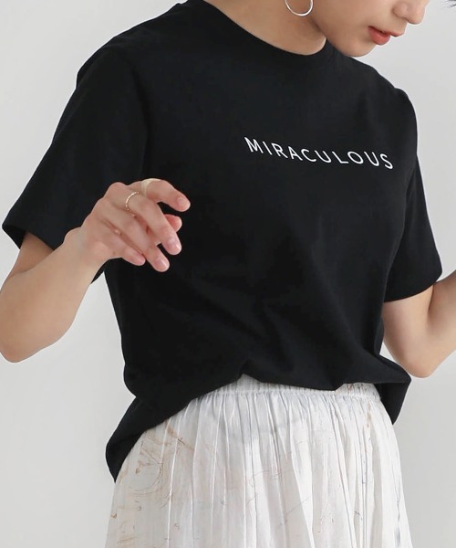 Bou Jeloud(ブージュルード)の「コットンロゴTシャツ(Tシャツ/カットソー・レディース・ブラック/オフホワイト/ピンク/ブルー・FREE)」の8枚目の写真