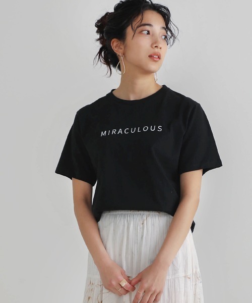 Bou Jeloud(ブージュルード)の「コットンロゴTシャツ(Tシャツ/カットソー・レディース・ブラック/オフホワイト/ピンク/ブルー・FREE)」の5枚目の写真