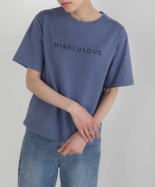 Bou Jeloud(ブージュルード)の「コットンロゴTシャツ(Tシャツ/カットソー・レディース・ブラック/オフホワイト/ピンク/ブルー・FREE)」の13枚目の写真