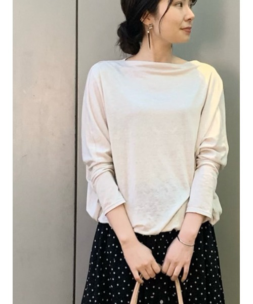 BEARDSLEY（ビアズリー）の「リネンドルマンカットソー（Tシャツ/カットソー・レディース・アイボリー/ネイビー・FREE）」の2枚目の写真