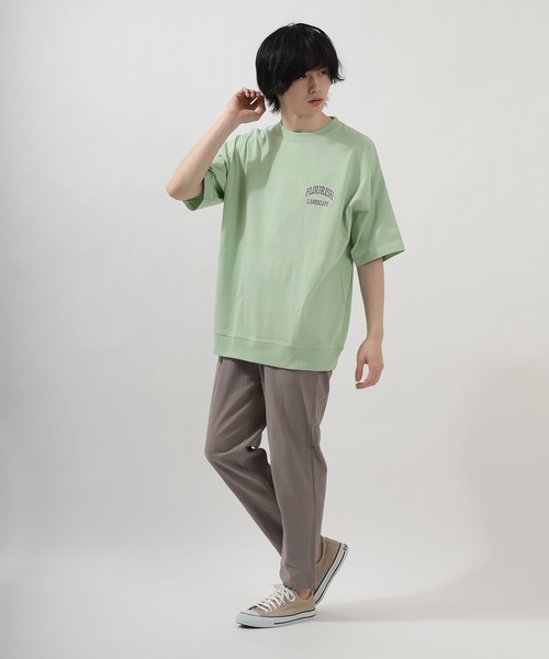 SlashDate（スラッシュデイト）の「オーバーサイズ カレッジロゴ ラバープリント 半袖Ｔシャツ/PITTSBURGH/FLOURISH  LANDSCAPE（Tシャツ/カットソー・メンズ・ミント/グレイッシュベージュ/アッシュグレー/グリーン/ネイビー/グリーン系その他/ブラック/アイボリー・L/M/XL）」の14枚目の写真